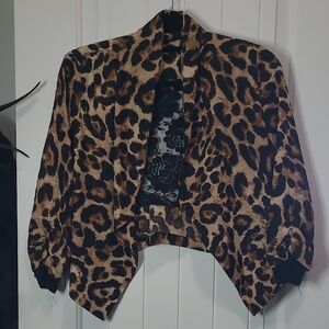 Leopard Print Open Front Cardigan